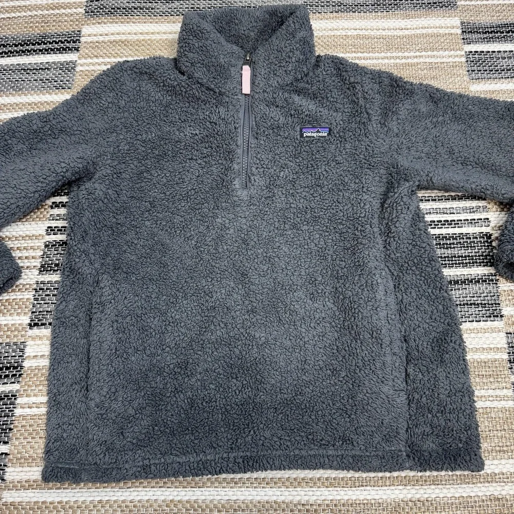 Patagonia Pullover Youth Medium Gray Los Gatos 1/4‎ Zip Fleece Sherpa High Pile